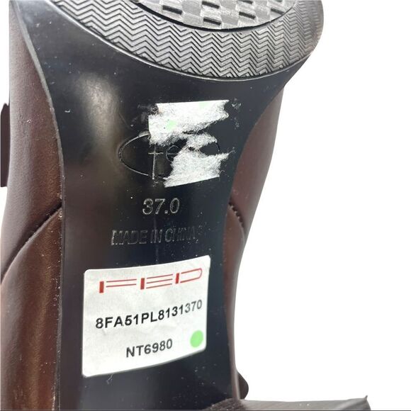 NEW FED Tall Brown Leather Heeled Boots Size 37 - Picture 10 of 10